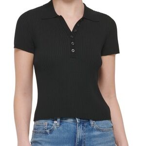 Calvin Klein Jeans Ribbed Polo-shirt black size M